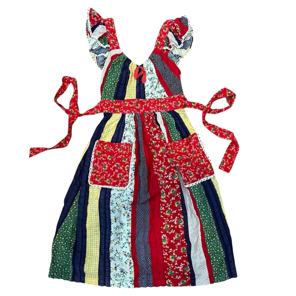 Xs Vintage Patchwork Dress Cottagecore Prairie Girl Farmhouse Shabby Chic Mini